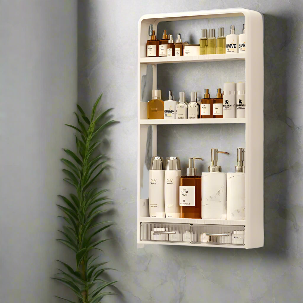 No-Drill Wall-Mounted Bathroom Storage Rack My Store
