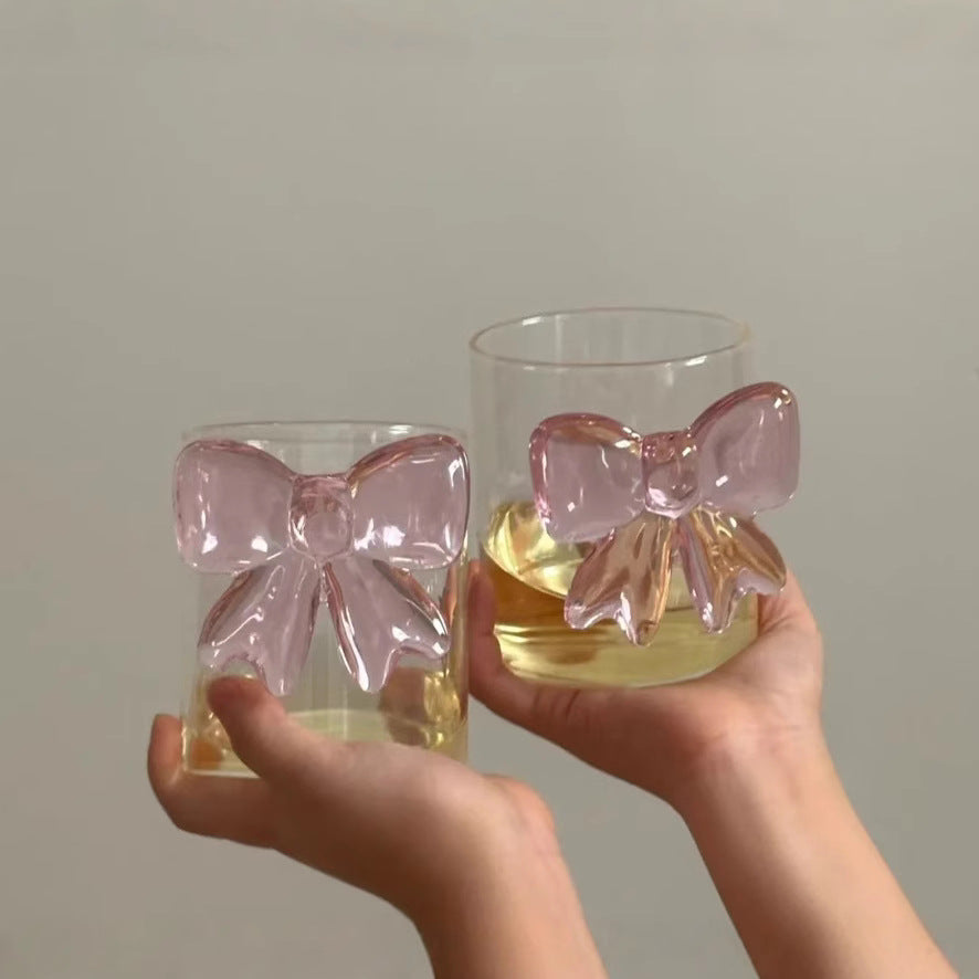 Pink Bow Glass Cup – cute Instagram-style juice cup