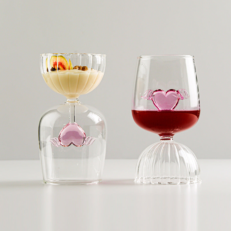 nordic pink heart borosilicate wine goblet - elegant & kreativ