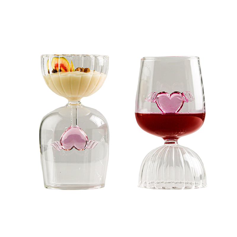 nordic pink heart borosilicate wine goblet - elegant & kreativ