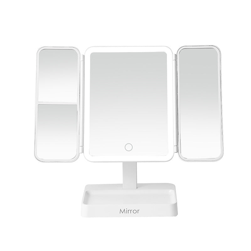 LED Tri-Fold Makeup Mirror with Lights – Elegant & Practical