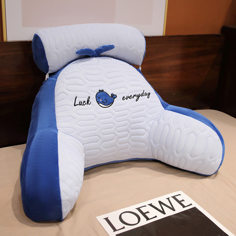 Back support pillow for the bed – Soft cozy pillow with armrests & neck pillow, perfect for reading and relaxing