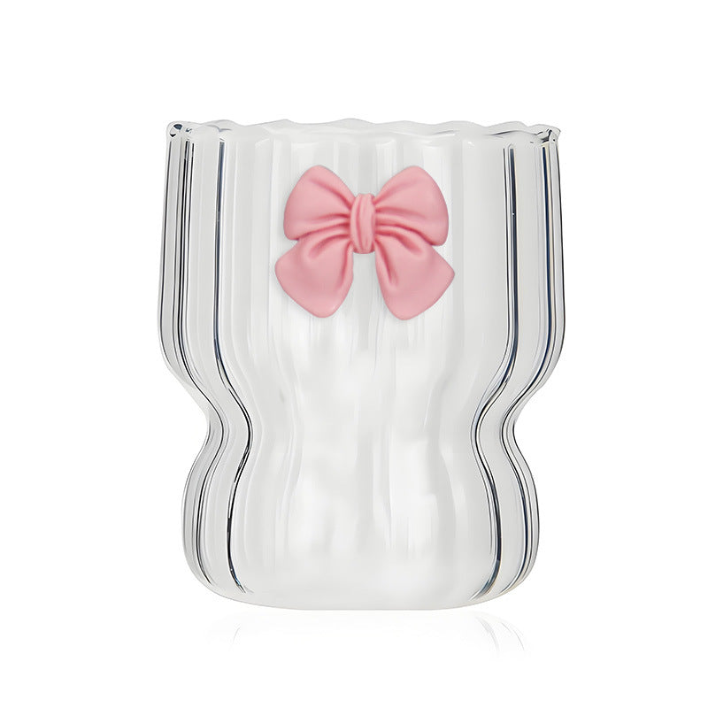rosa Schleife Borosilikatglas Becher 300 ML- hitzebeständig & stilvoll