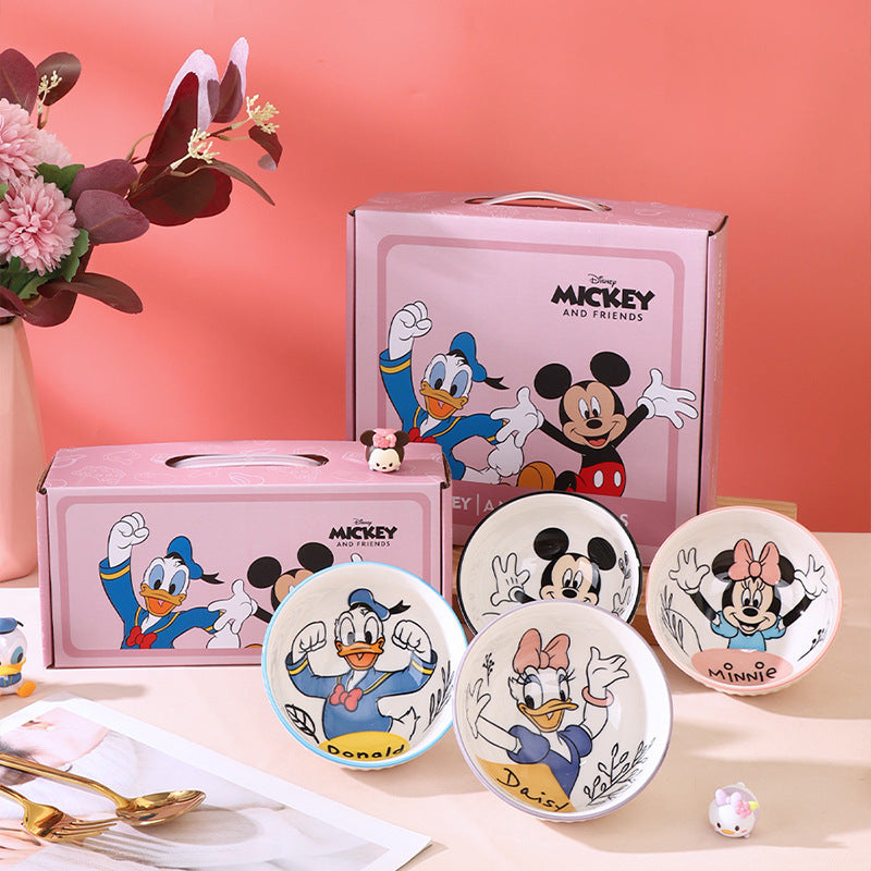 Disney Mickey ceramic rice bowl set (4.5-inch, 4-piece)