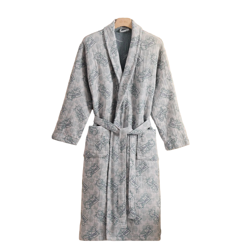 Four-Layer Pure Cotton Gauze Bathrobe - Ultra-Soft, Breathable Japanese-Style Robe