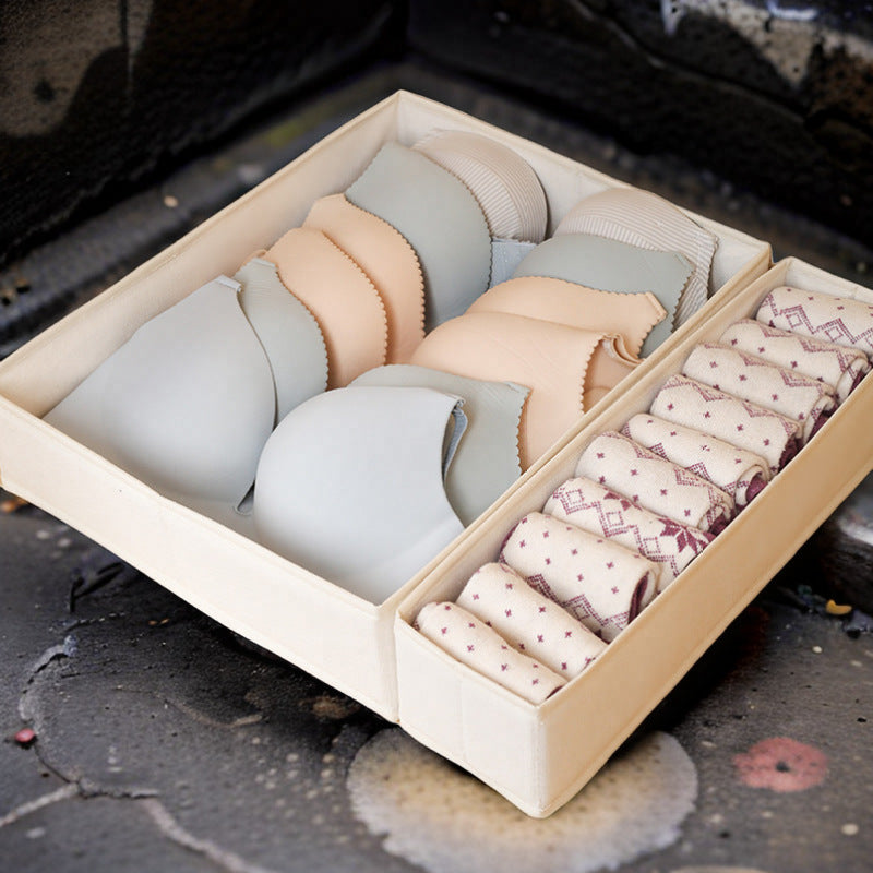 Foldable storage box made of cotton and linen – Washable organizer box for bras and socks