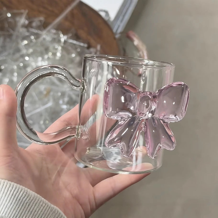 Pink Bow Glass Cup – cute Instagram-style juice cup