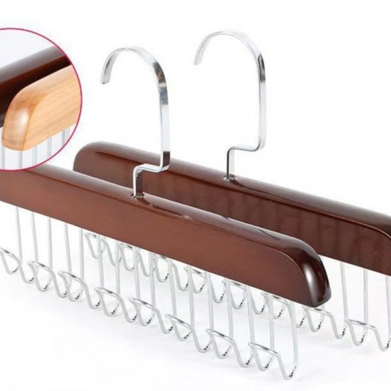 Multifunctional solid wood hanger – organizer for underwear, tops, and accessories