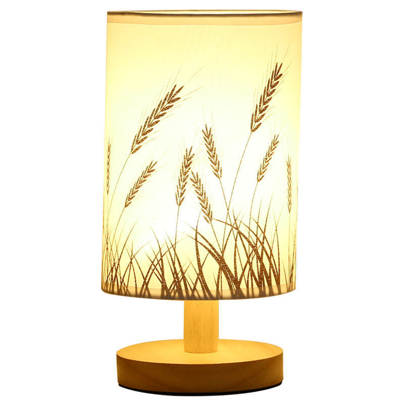 Scandinavian table lamp with fabric shade – USB bedside lamp with remote control & eye-protecting warm light