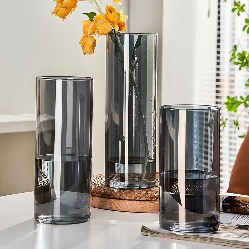 Schwarze Acrylvase - moderne Blumenvase mit großem Fassungsvermögen