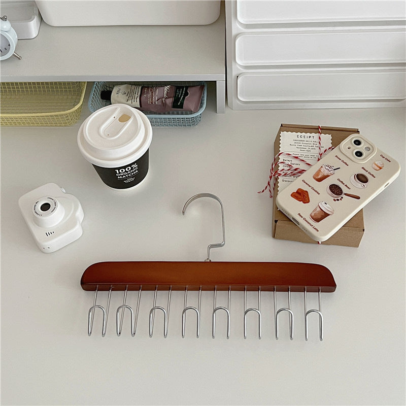 Multifunctional solid wood hanger – organizer for underwear, tops, and accessories