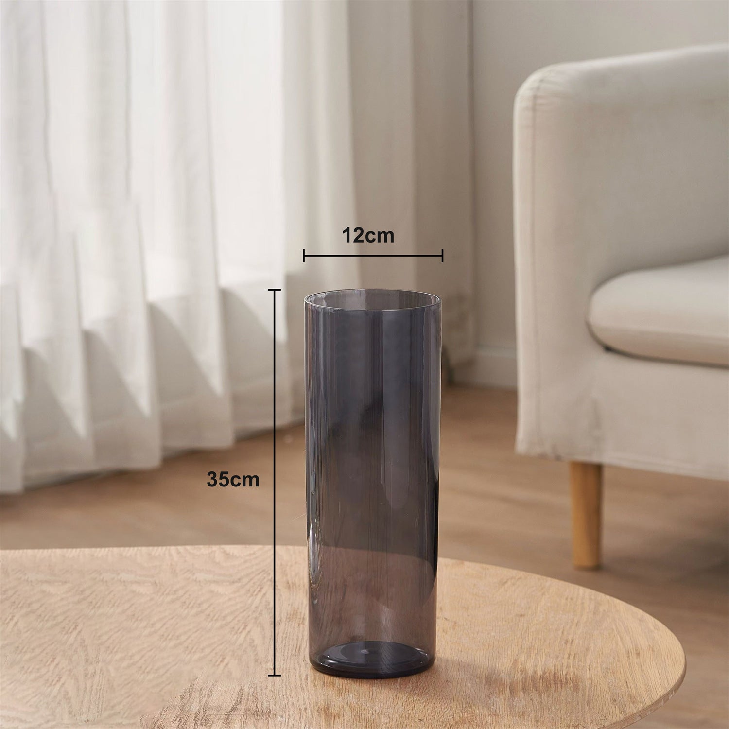 Schwarze Acrylvase - moderne Blumenvase mit großem Fassungsvermögen