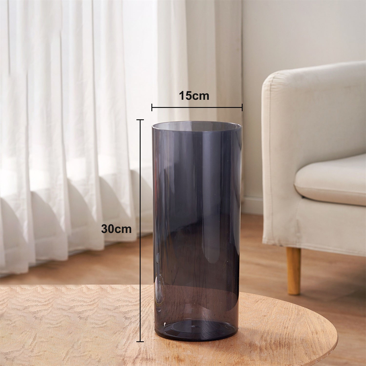 Schwarze Acrylvase - moderne Blumenvase mit großem Fassungsvermögen
