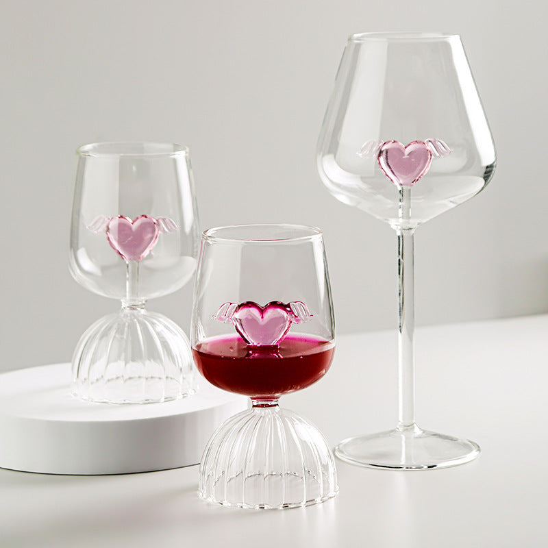 nordic pink heart borosilicate wine goblet - elegant & kreativ