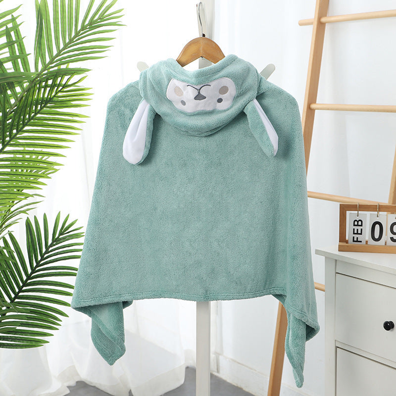 Coral fleece hooded bath towel for children – soft and absorbent