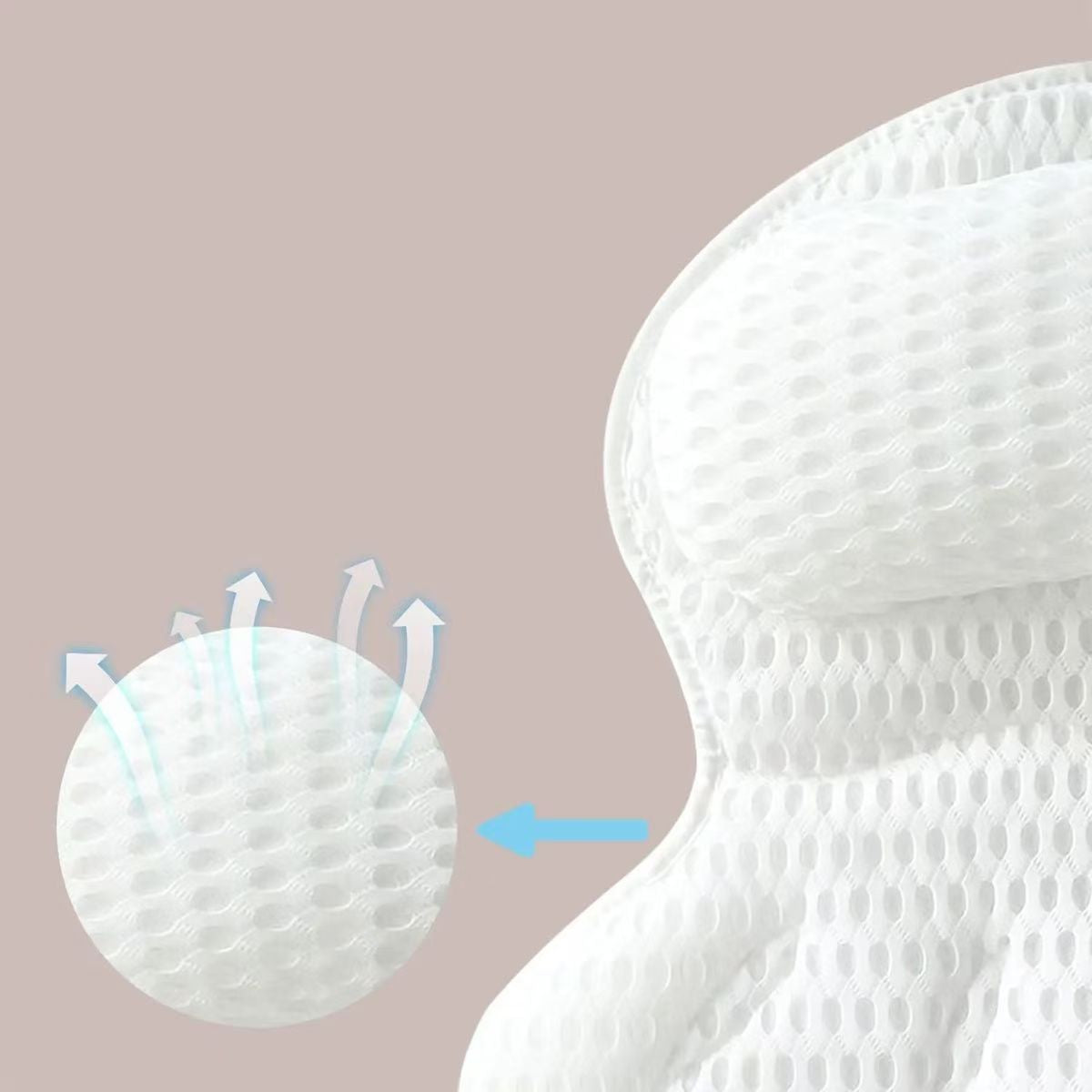 Weißes 4D Air Mesh Badekissen – Ergonomisch & Schnell Trocknend | Komfort im Badezimmer