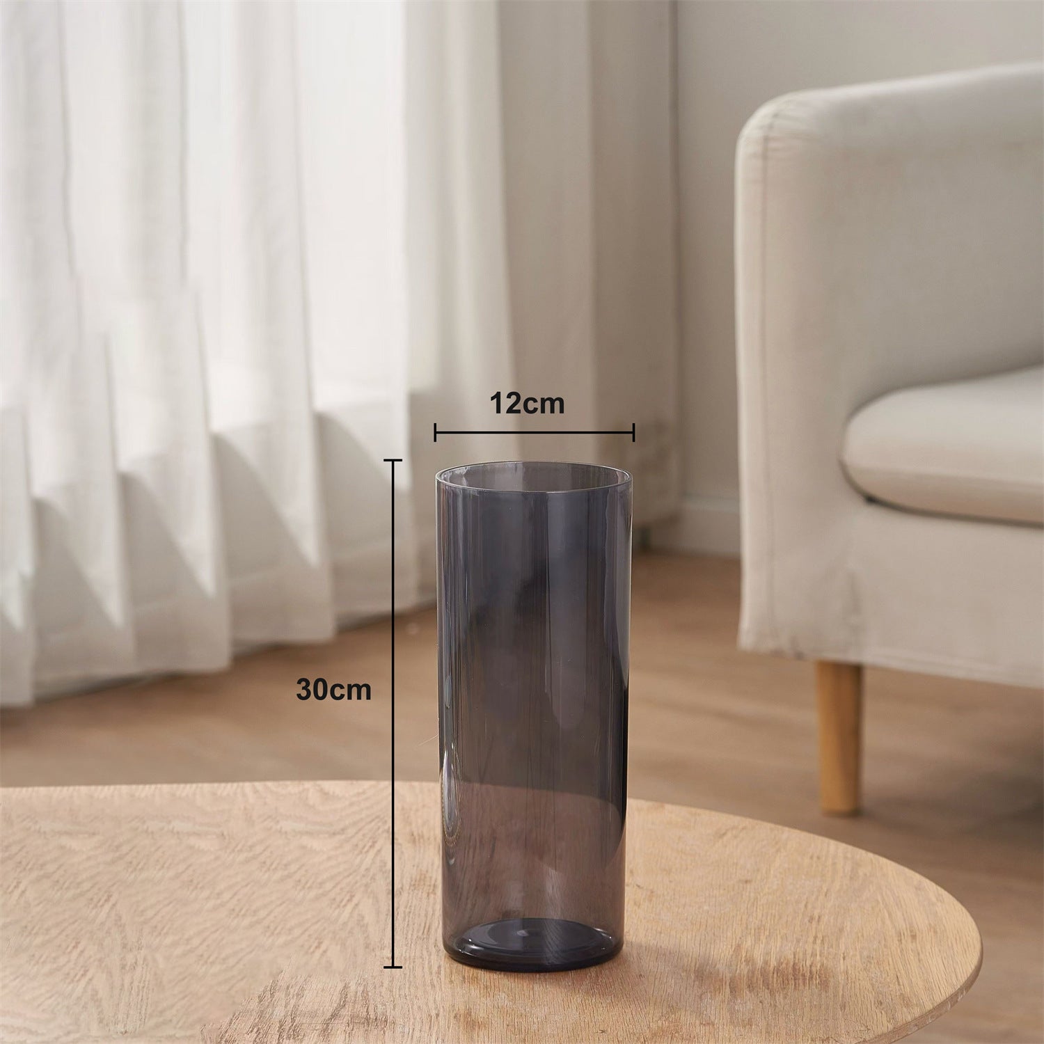 Schwarze Acrylvase - moderne Blumenvase mit großem Fassungsvermögen