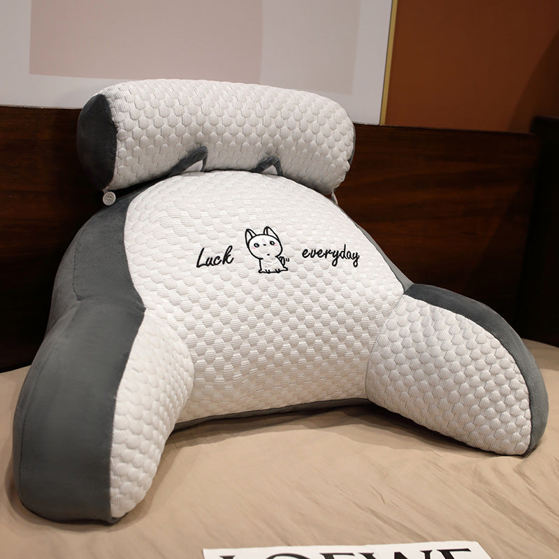 Back support pillow for the bed – Soft cozy pillow with armrests & neck pillow, perfect for reading and relaxing