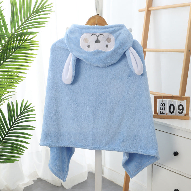 Coral fleece hooded bath towel for children – soft and absorbent