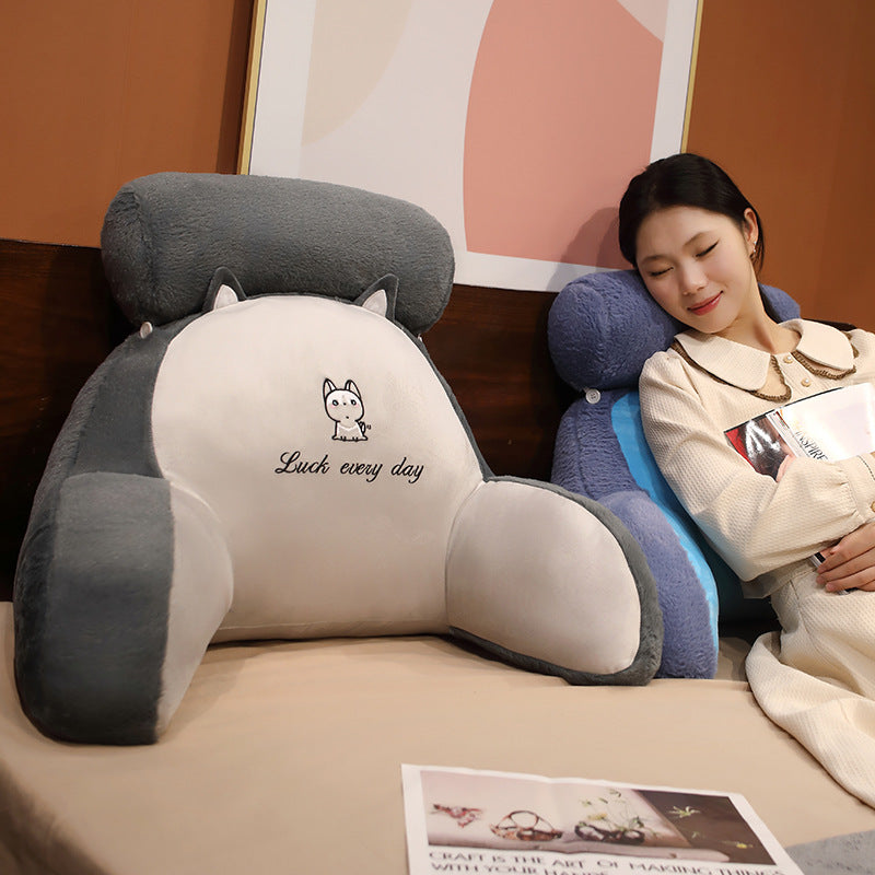 Back support pillow for the bed – Soft cozy pillow with armrests & neck pillow, perfect for reading and relaxing