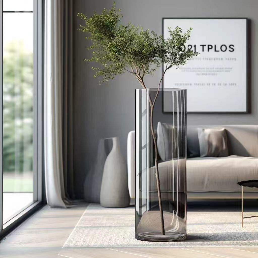 Schwarze Acrylvase - moderne Blumenvase mit großem Fassungsvermögen