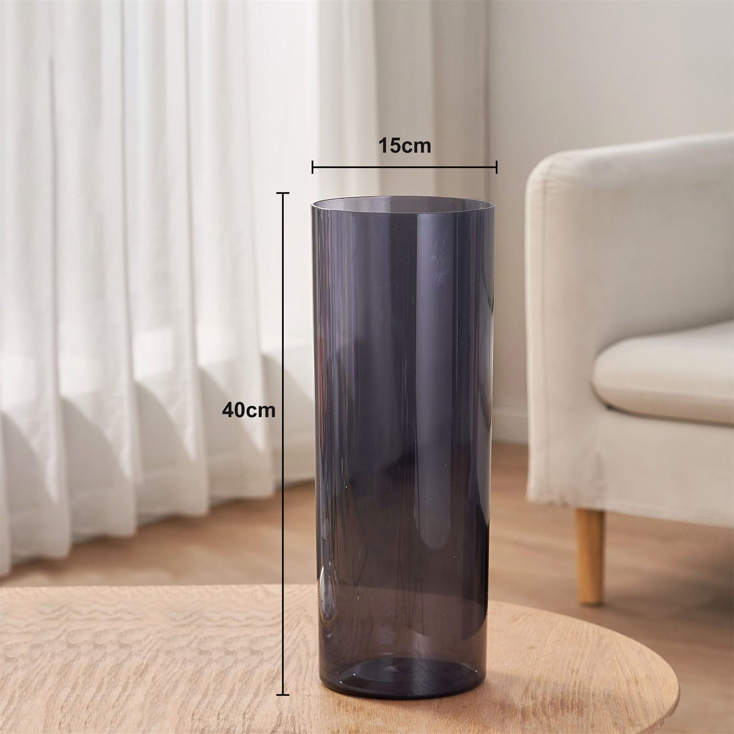 Schwarze Acrylvase - moderne Blumenvase mit großem Fassungsvermögen
