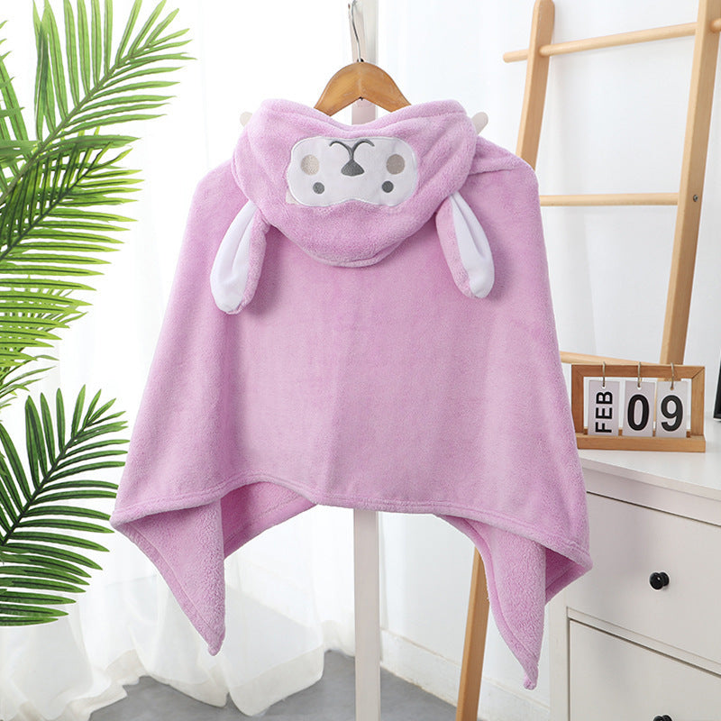 Coral fleece hooded bath towel for children – soft and absorbent
