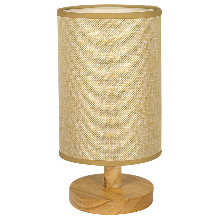 Scandinavian table lamp with fabric shade – USB bedside lamp with remote control & eye-protecting warm light