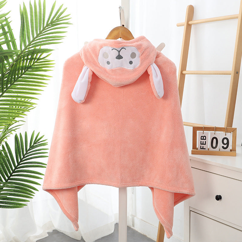 Coral fleece hooded bath towel for children – soft and absorbent