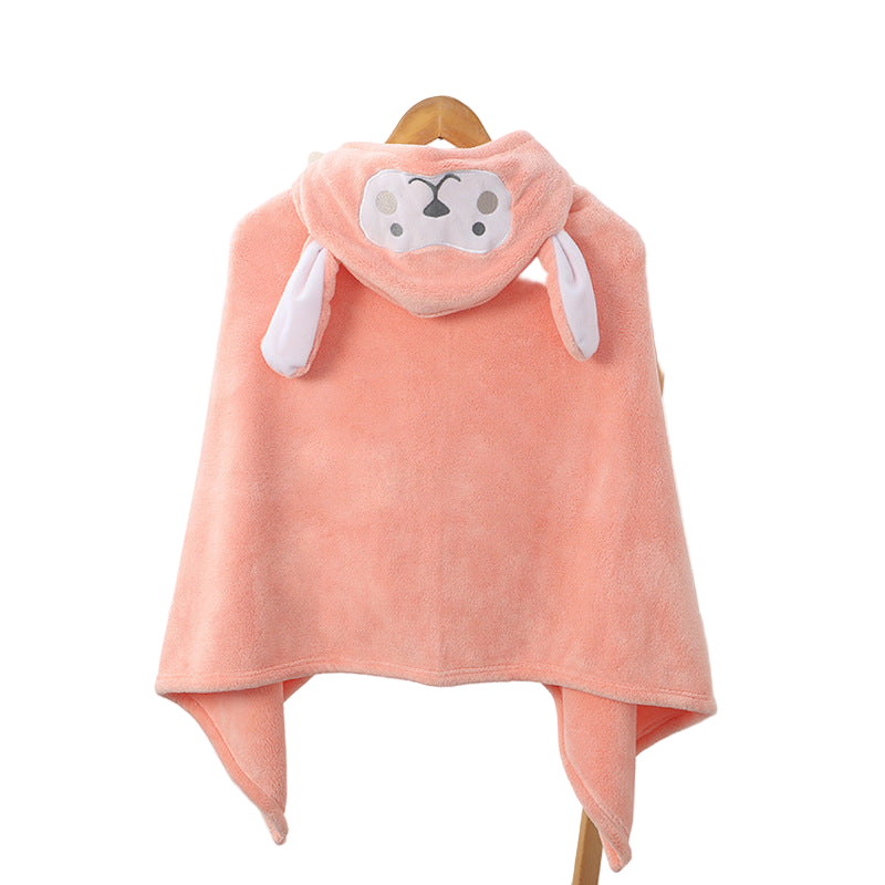 Coral fleece hooded bath towel for children – soft and absorbent