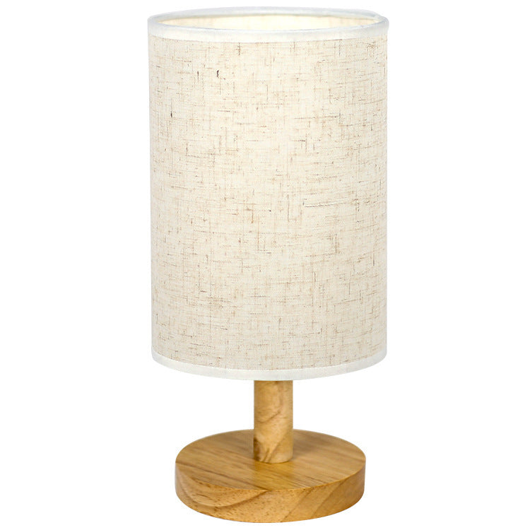 Scandinavian table lamp with fabric shade – USB bedside lamp with remote control & eye-protecting warm light