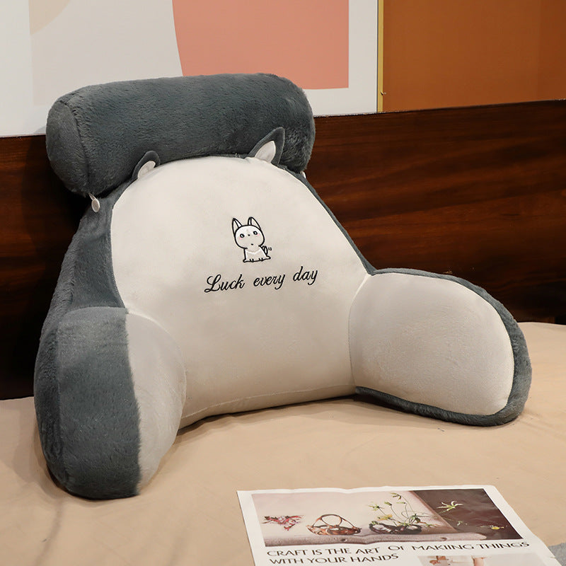 Back support pillow for the bed – Soft cozy pillow with armrests & neck pillow, perfect for reading and relaxing