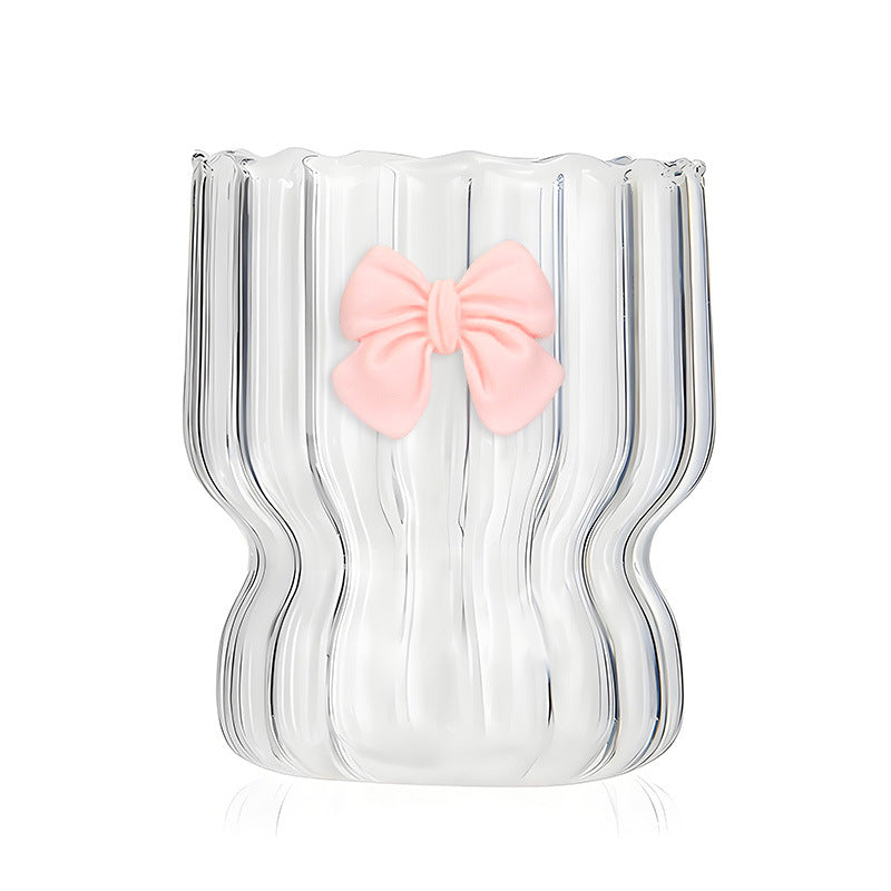 rosa Schleife Borosilikatglas Becher 300 ML- hitzebeständig & stilvoll