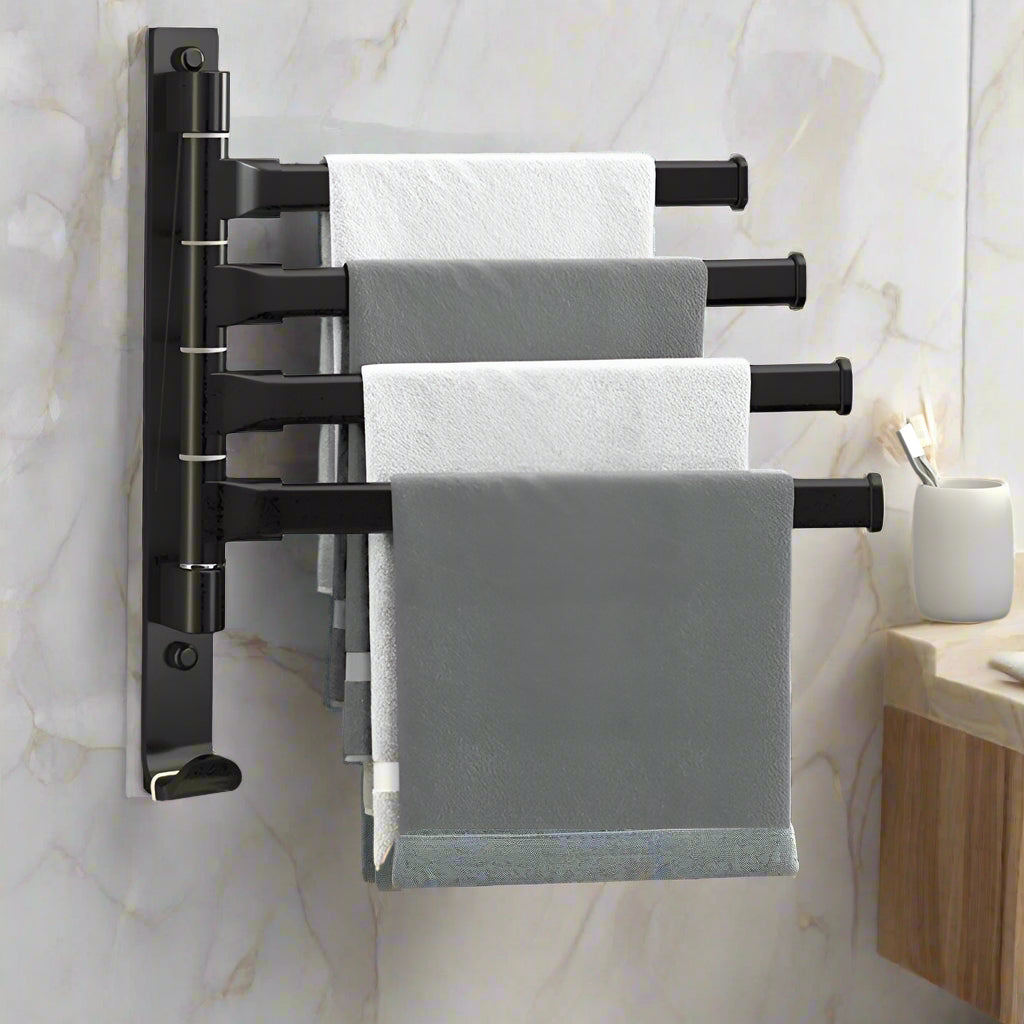 Bohlfreier Drehbarer Handtuchhalter – 4-lagiges, Platzsparendes Design | Badezimmer Aufbewahrung