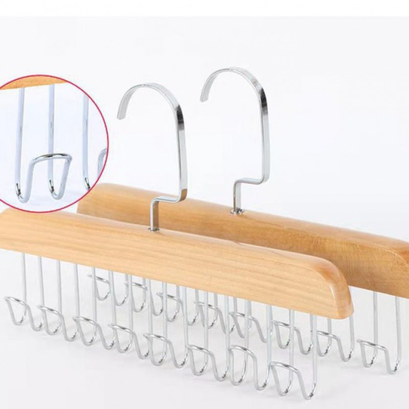 Multifunctional solid wood hanger – organizer for underwear, tops, and accessories