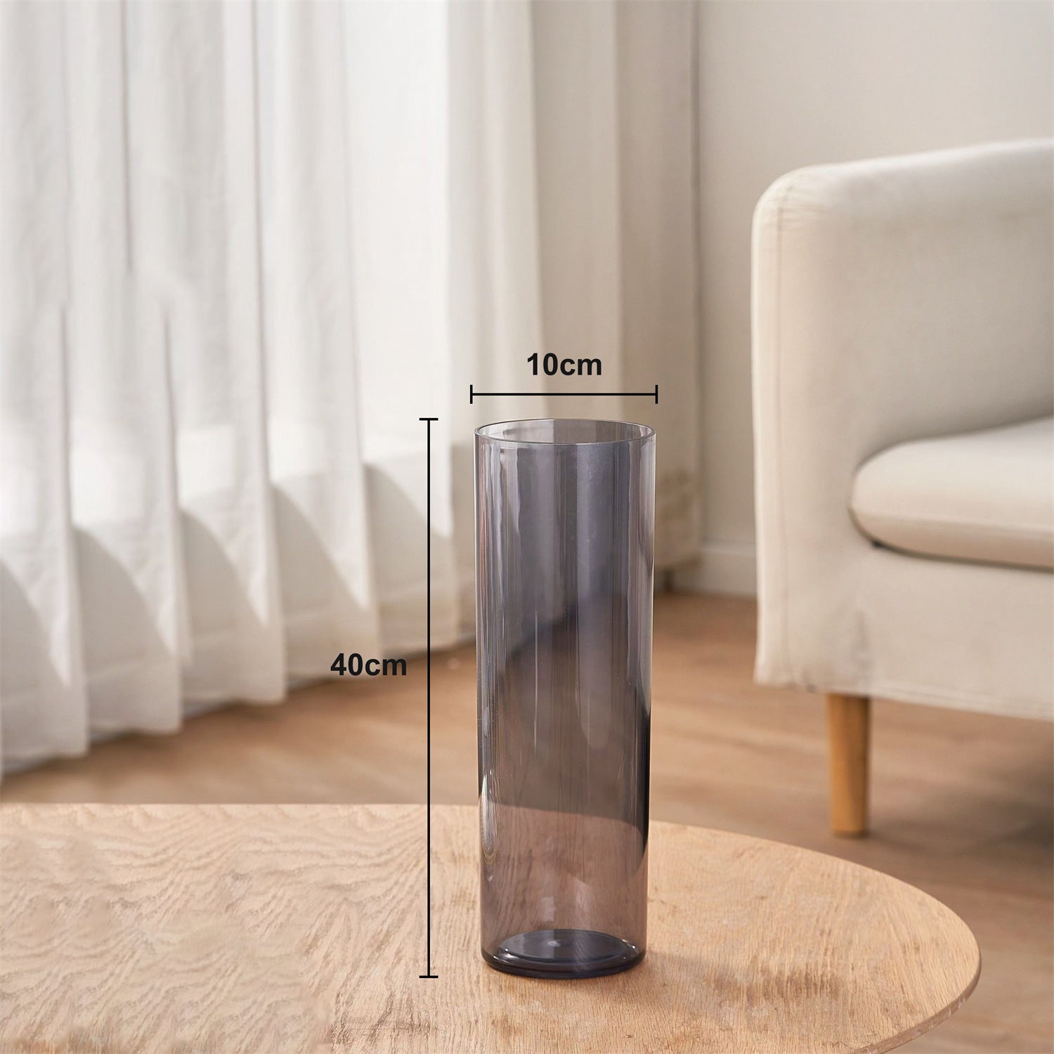 Schwarze Acrylvase - moderne Blumenvase mit großem Fassungsvermögen
