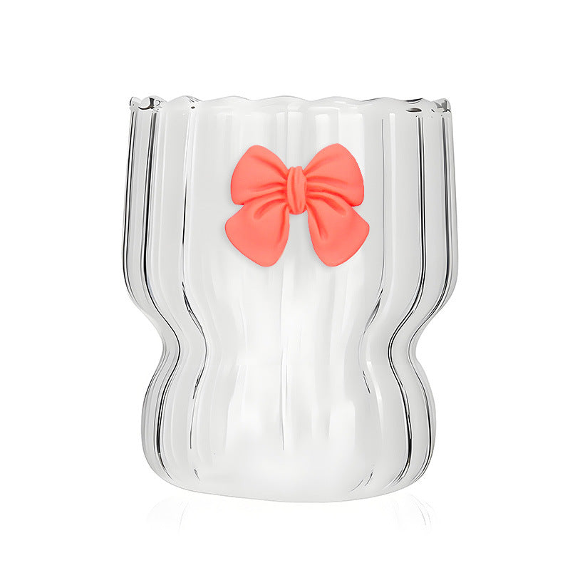 rosa Schleife Borosilikatglas Becher 300 ML- hitzebeständig & stilvoll