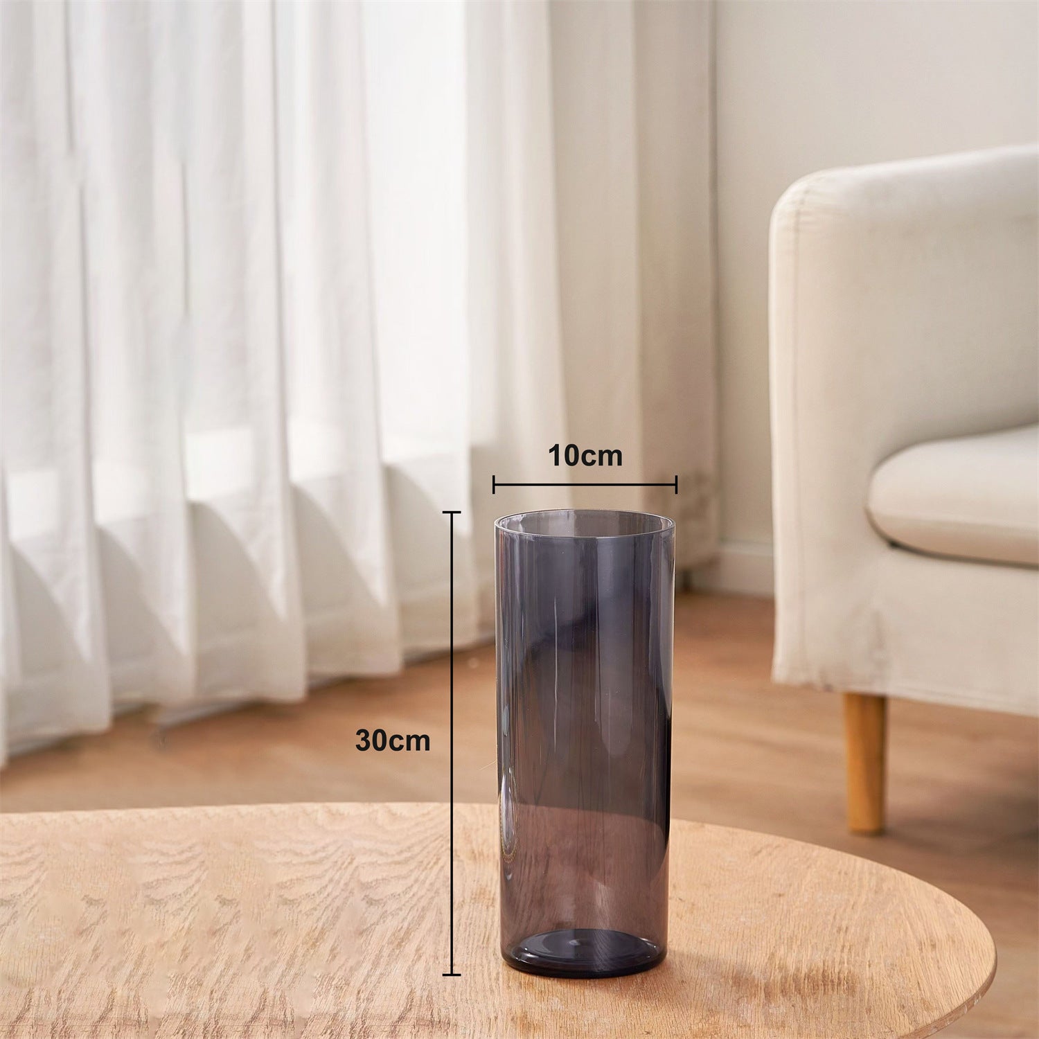 Schwarze Acrylvase - moderne Blumenvase mit großem Fassungsvermögen