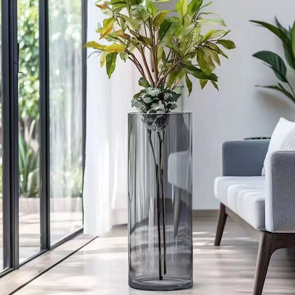 Schwarze Acrylvase - moderne Blumenvase mit großem Fassungsvermögen