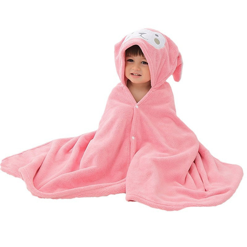 Coral fleece hooded bath towel for children – soft and absorbent